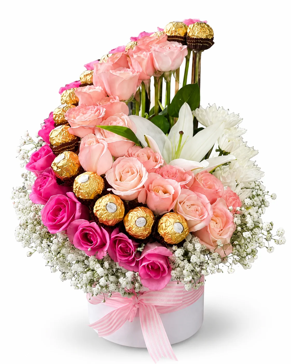 Pink & White Rose Ferrero Hamper