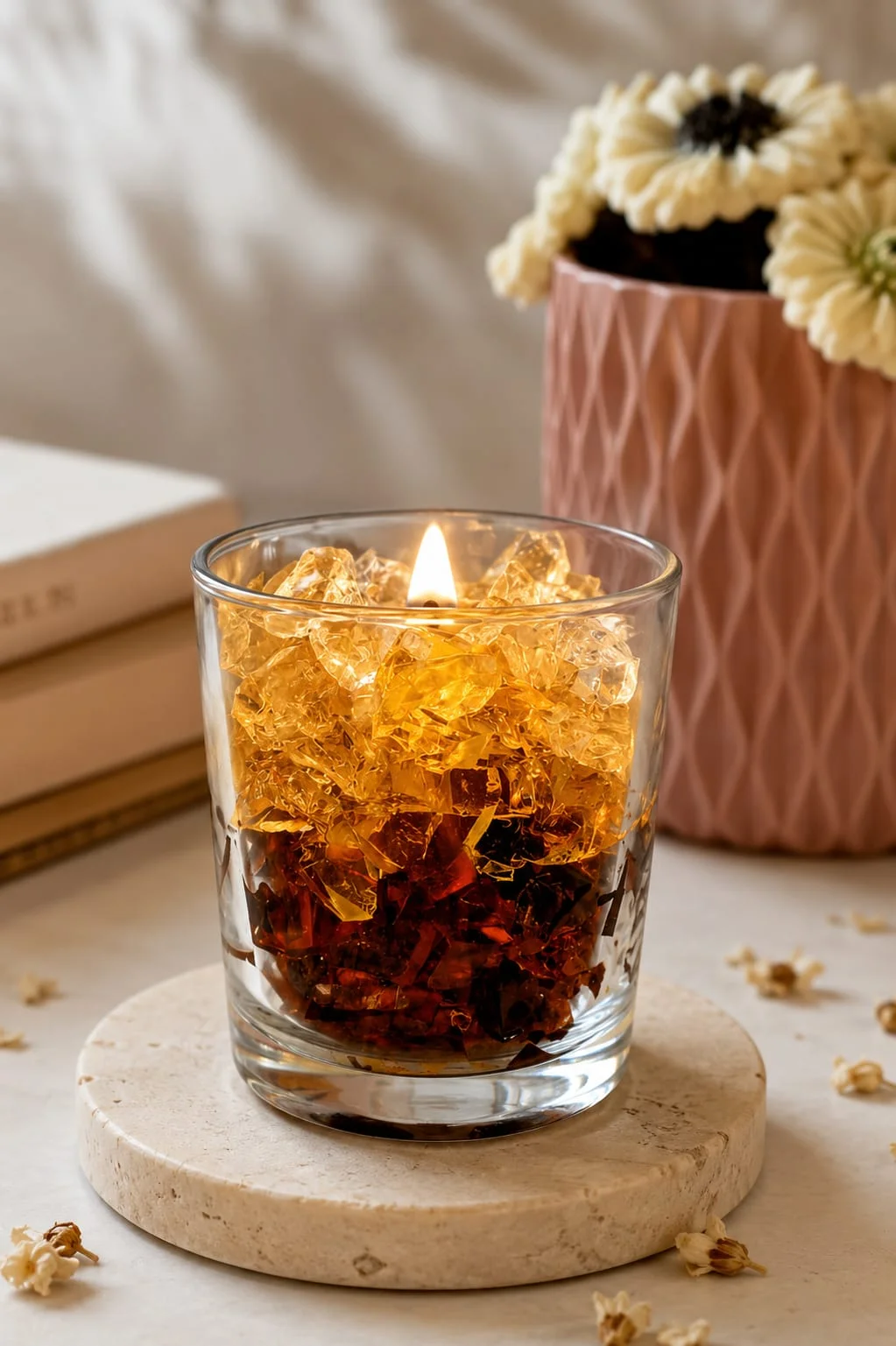 Amber Crystal Glass Candle