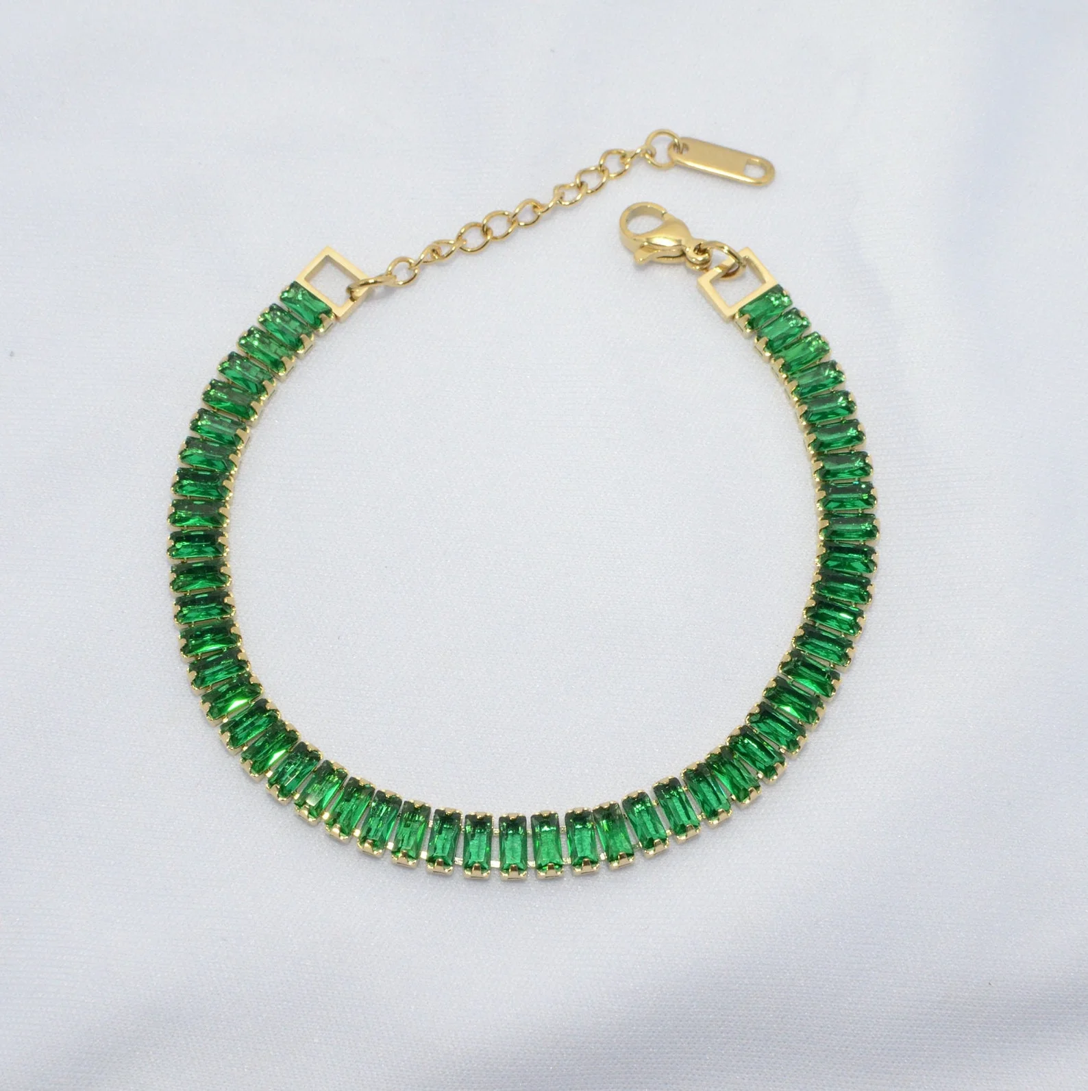 Emerald Link Green Stone Bracelet